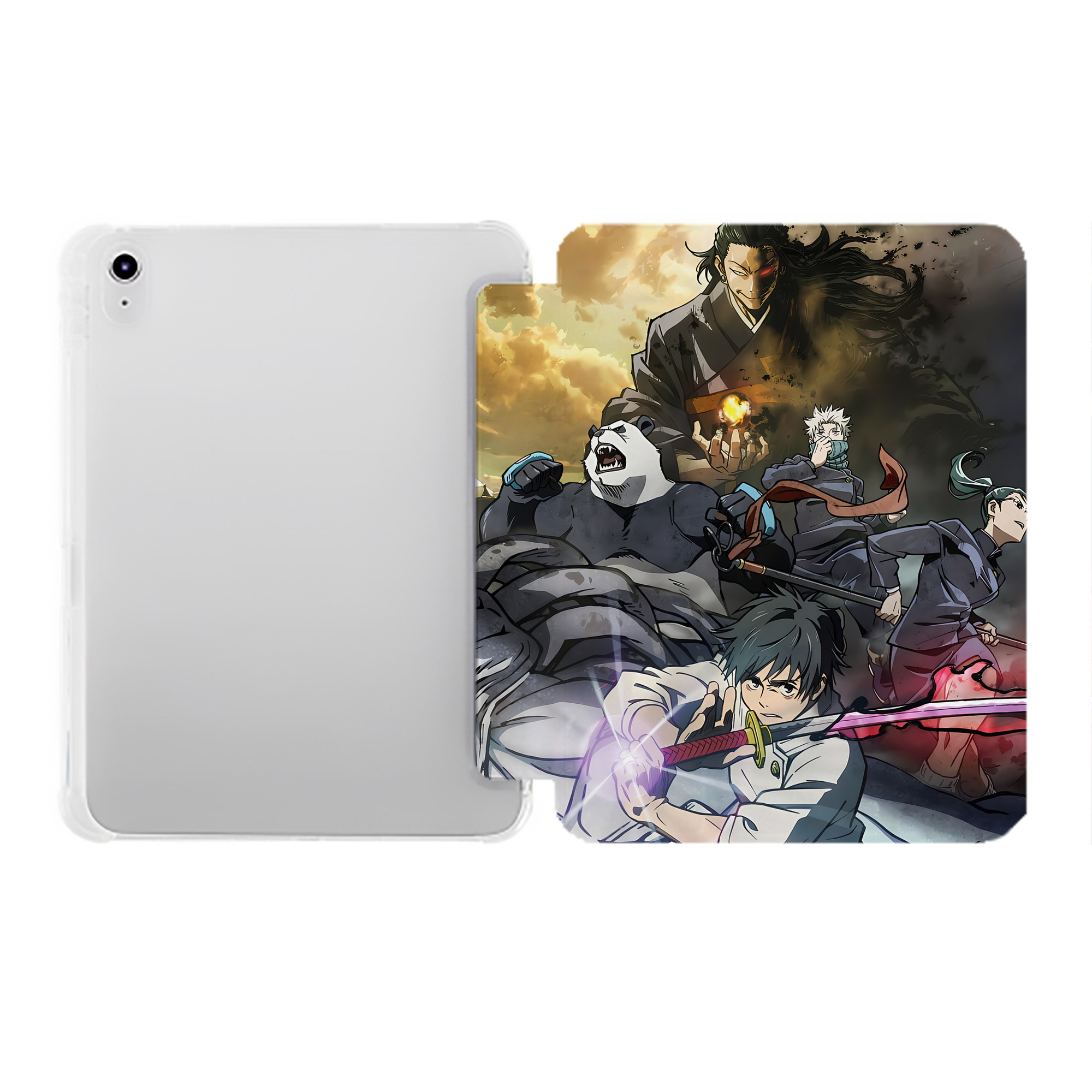 （画像用） 呪術廻戦 Jujutsu Kaisen IPad ケース ペン収納付き 三つ折りスタンド PUレザー×シリコン 対応機種9.5/10.5/10.9インチ